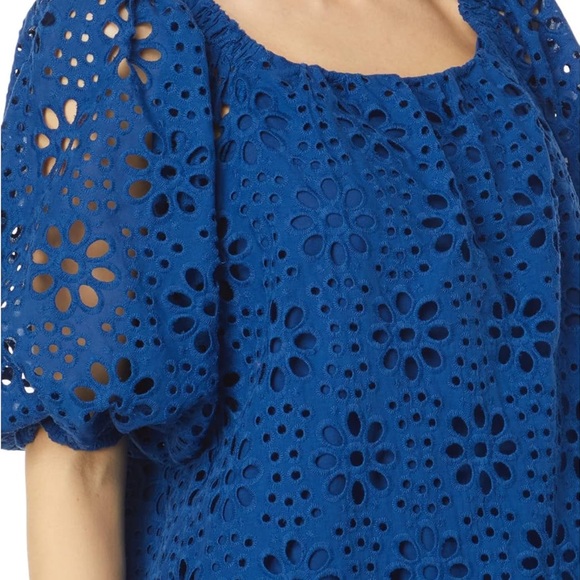 Lilly Pulitzer Kerrigan Elbow Sleeve Eyelet Top - Picture 2 of 6